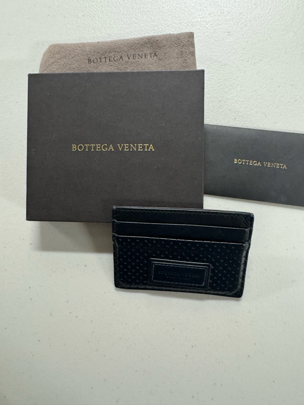 Bottega Veneta Black Leather Card & Key Holder